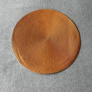 Round Braided Orange Table Center Mat